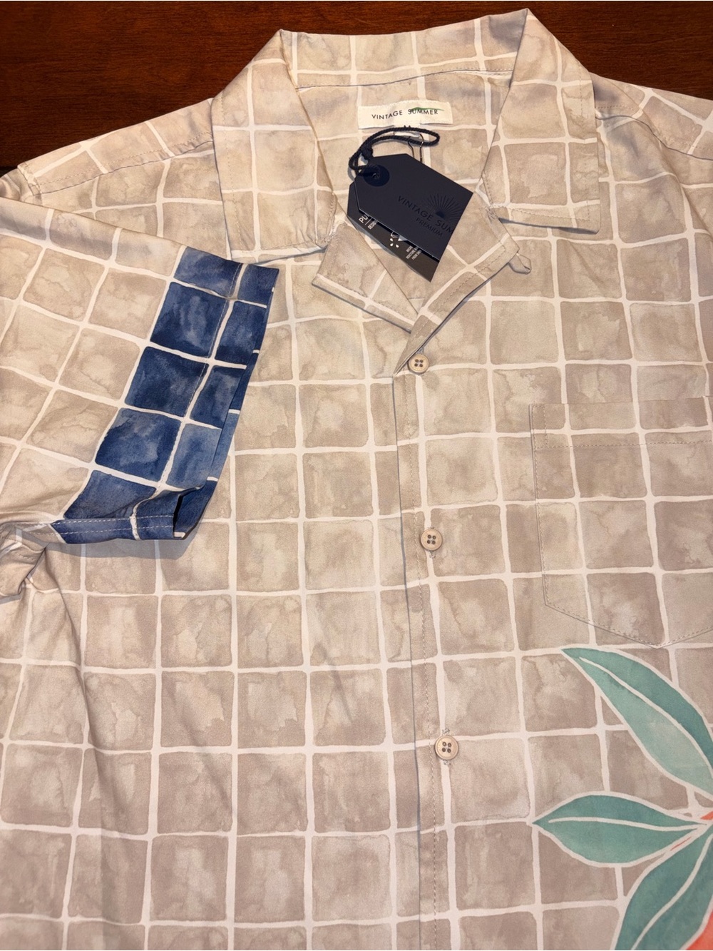 NWT Vintage Summer Performance Men's Medium Fruit Print Camp Hawaiian Shirt